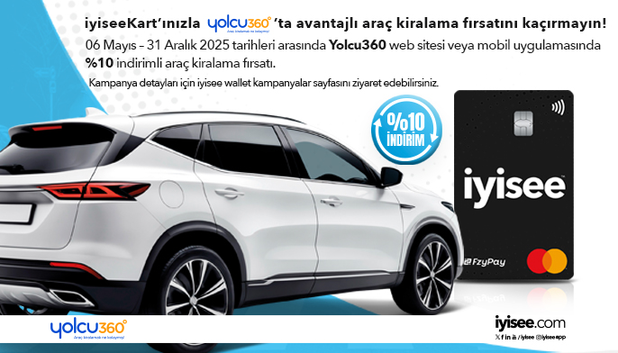 iyisee kullanıcılarına özel Yolcu360’da Araç Kiralama Kampanyası!